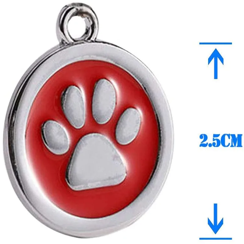 Personalised Engraved 25mm Colourful Tag for Cat Dog Puppy Pets Collar Stainless Steel Tag Bone Paw Design