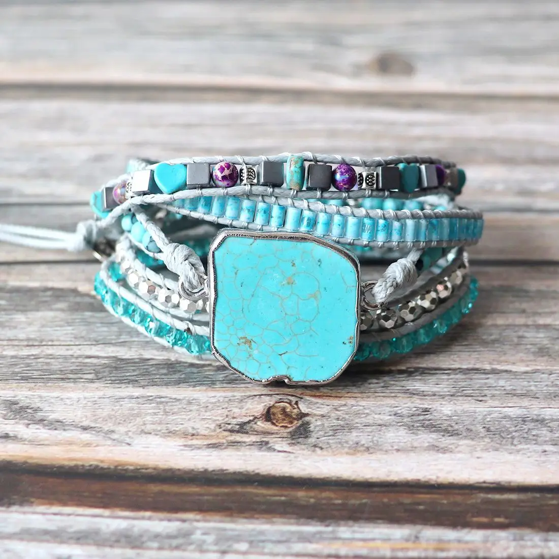 

Trendy Beaded Multi Layered Wrap Bracelets Boho Turquoises Braided Strand Bracelate Handmade Jewelry Bijoux Wholesale
