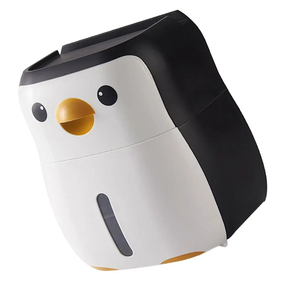 

Plastic Penguin Tissue Holder Punch Free Wall Hanging Easy Wash Bathroom Paper Box Storage Rack Dispenser Practical Household