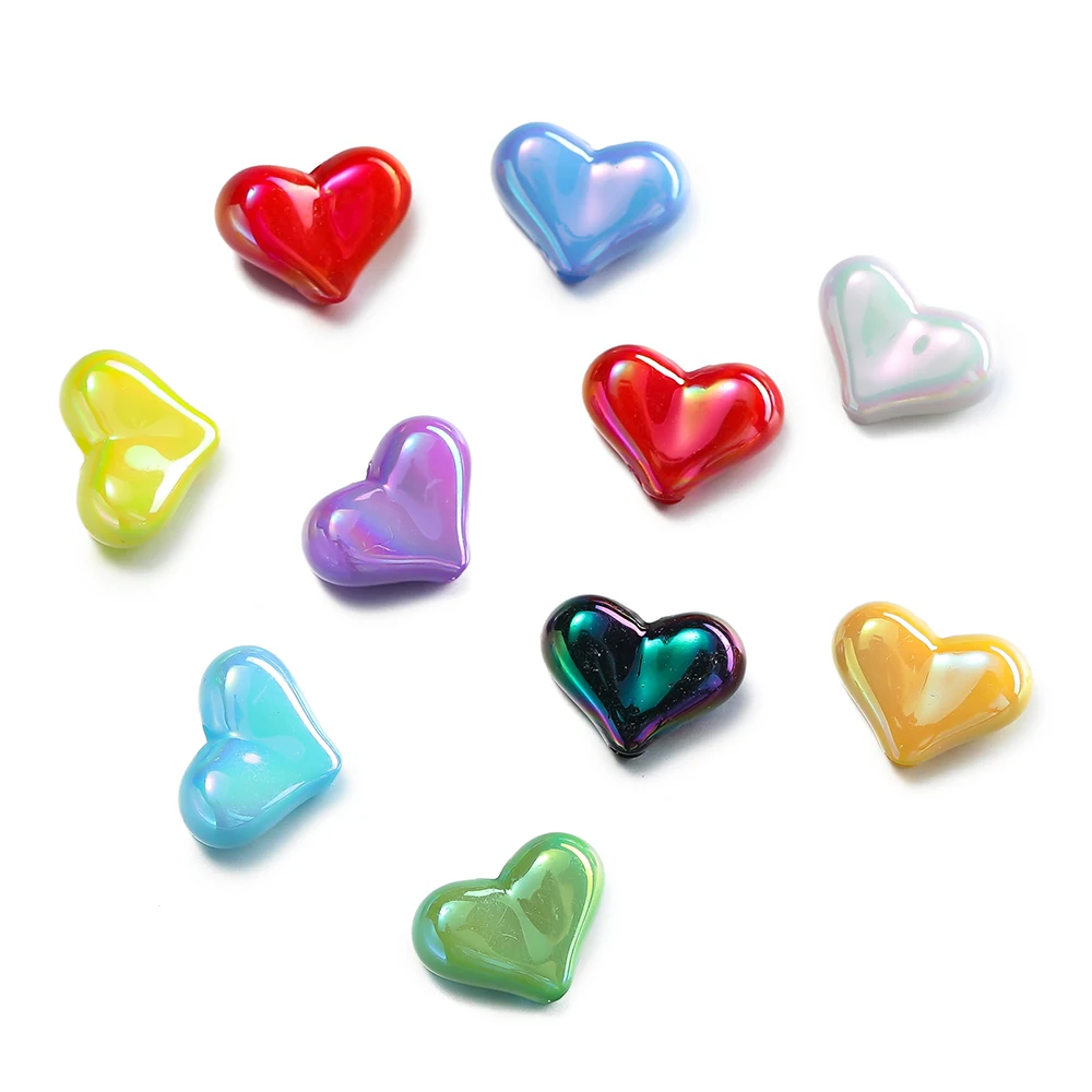 

20Pcs Acrylic AB Color Heart Spacer Loose Beads for DIY Necklace Bracelet Jewelry Making Supplies Accessories