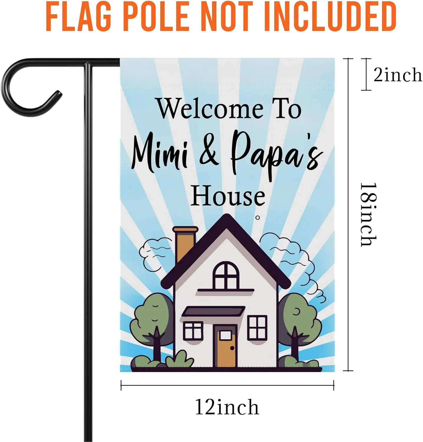 GavinsDesigns Welcom To Mimi & Papa's House Garden Flag - Gifts For Mimi & Papa's - Garden Flag 12 X 18 Inch Dou