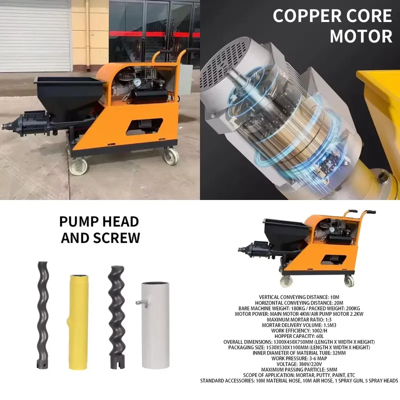 High-pressure Spraying Machine for 380V Multi-functional Coating Cement Mortar Grouting Putty Real Stone Paint Plastering