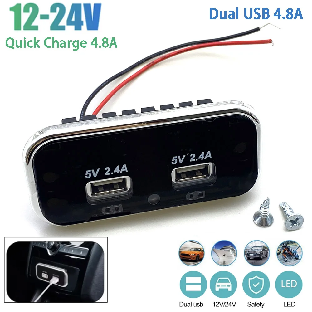 35,5 W, 12 V, 24 V, PD-Typ C1A/2,1 A, Dual-USB-Autoladegerät, USB-Ladeausgang, Netzteil für Motorräder, LKWs, ATV, Boote, Wohnmobile