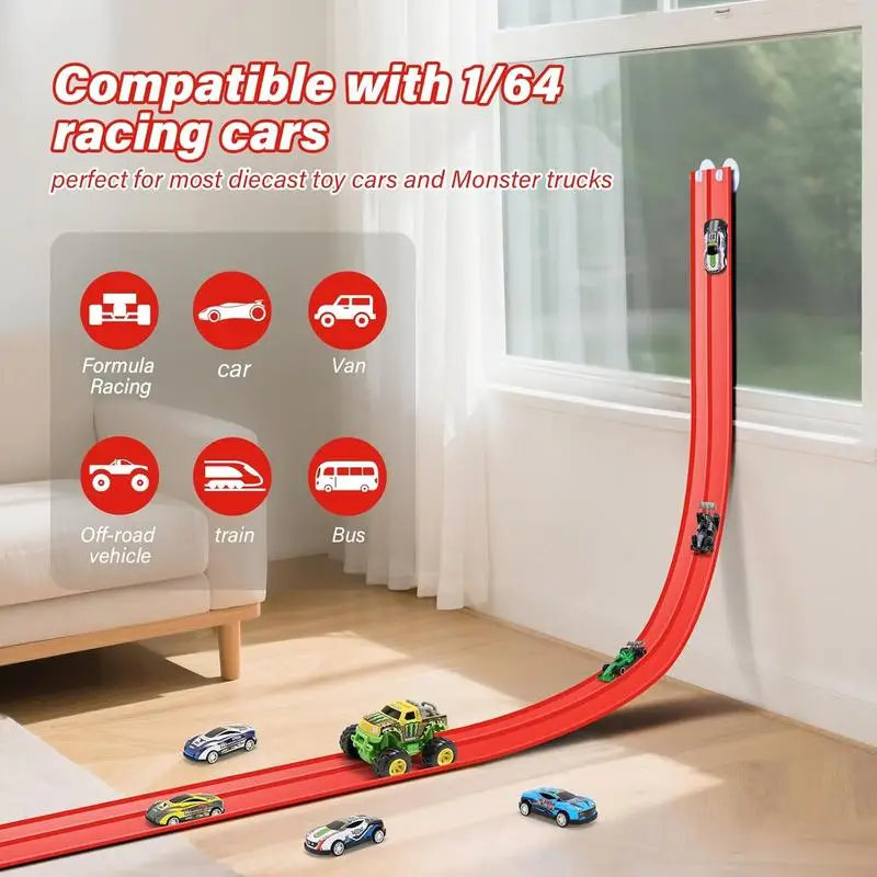 13Ft Flexible Track Toy & Mini Car DIY Competitive Rail Vehicle Game Educational Gift for Children Christmas