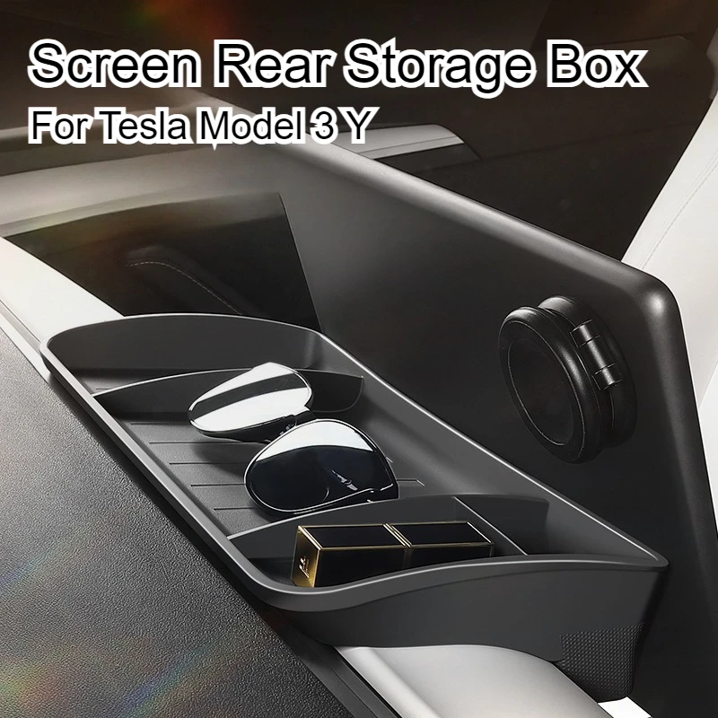 Pour Tesla Model 3 Y ETC Armaturenbrett-Bildschirm Hinterer Aufbewahrungsbehälter Taschentuchbox Unsichtbarer Organizer Innenraum-Autozubehör
