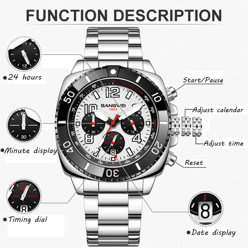 LIGE 2025 ساعة رجالية فاخرة جديدة موضة الأعمال ساعة رجالية عادية رياضية كوارتز ساعة كرونوغراف الذكور مقاوم للماء ساعات للرجال