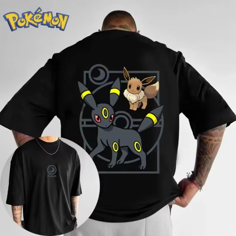 

Футболка с принтом Umbreon по мотивам игры Pokémon, летняя новинка, свободная повседневная футболка в стиле Harajuku для мужчин и женщин, трендовая, с короткими рукавами