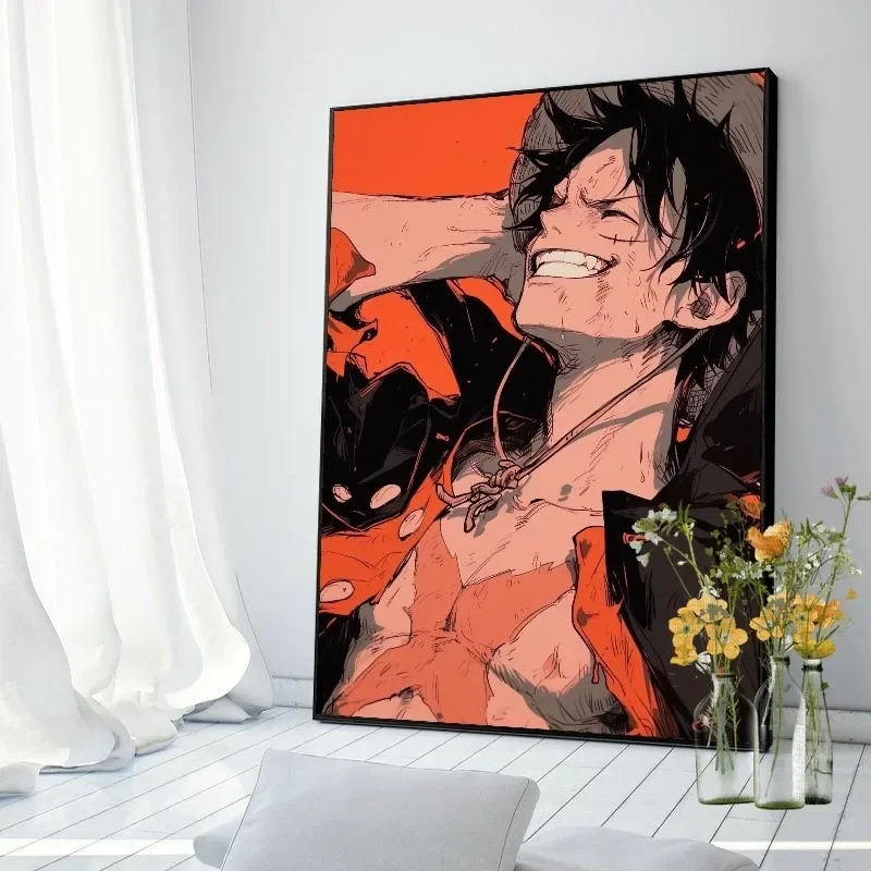 1pc Straw Hat Pirates Japanese Popular Anime One Piece Canvas Poster Bedroom Bedside Wall Decoration Entrance Hanging Painting