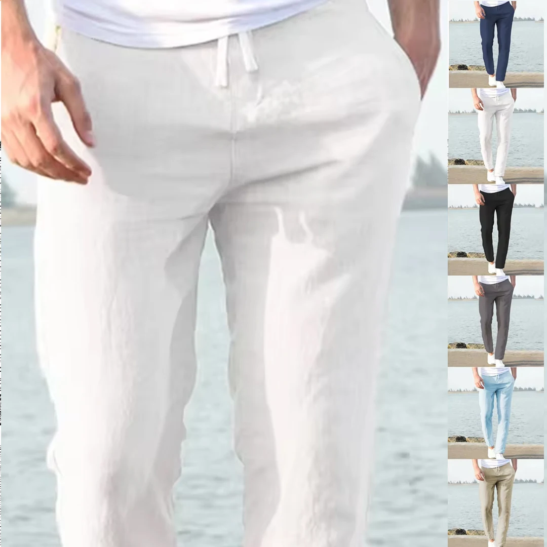 2025 New Men's Cotton Linen Pants Male Autumn New Breathable Solid Color Linen Trousers Fitness Streetwear S-3XL - Image 3
