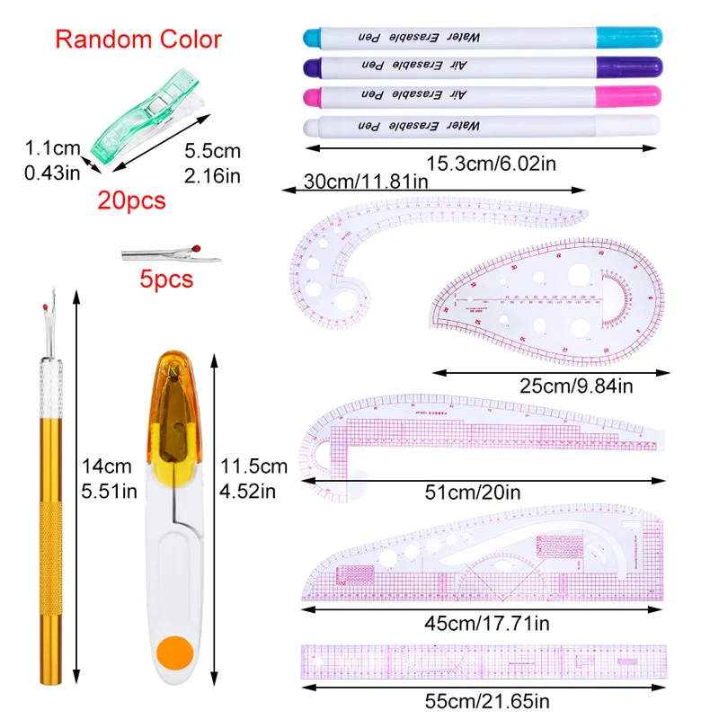 KRABALL Patchwork Ruler Plastic French Curve Sewing Measure Tailor Ruler Making Clothing Bend Dressmaker Yardstick Tools