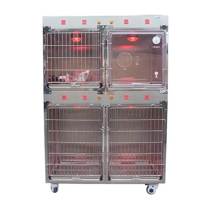 Veterinary Hospital Pet Cage Animal Stainless Steel Cage With Warm Light