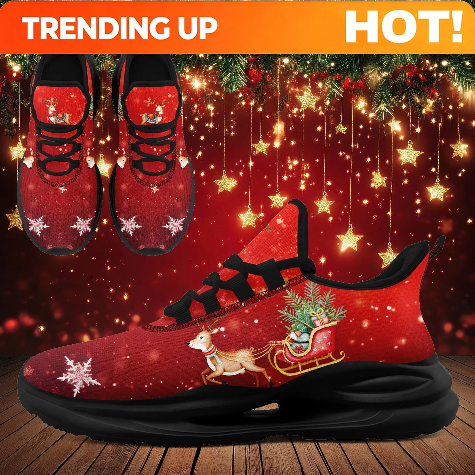 Custom Men'S Running Shoes Inspired By Christmas, Designed To Be Lightweight And Breathable For Everyday Workouts While Maintain