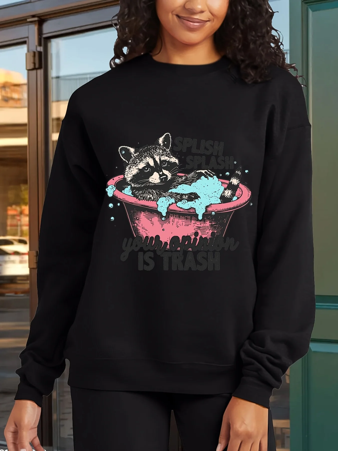 

Raccoon Graphic Printing Autumn and Winter Pure Cotton Men's and Women's Sweatshirts Outdoor Sports and Leisure Fashion Trend