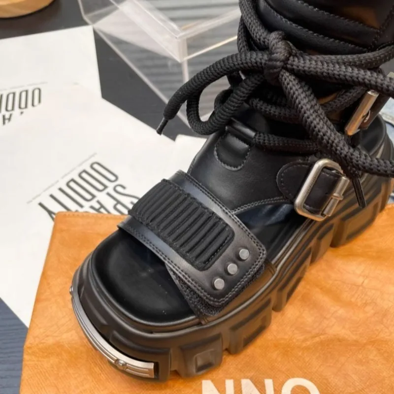 Fashion British Style Motorcycle Boots with Thick Sole,increased Height,personalized Handsome Punk Style,comfortable Botas Mujer