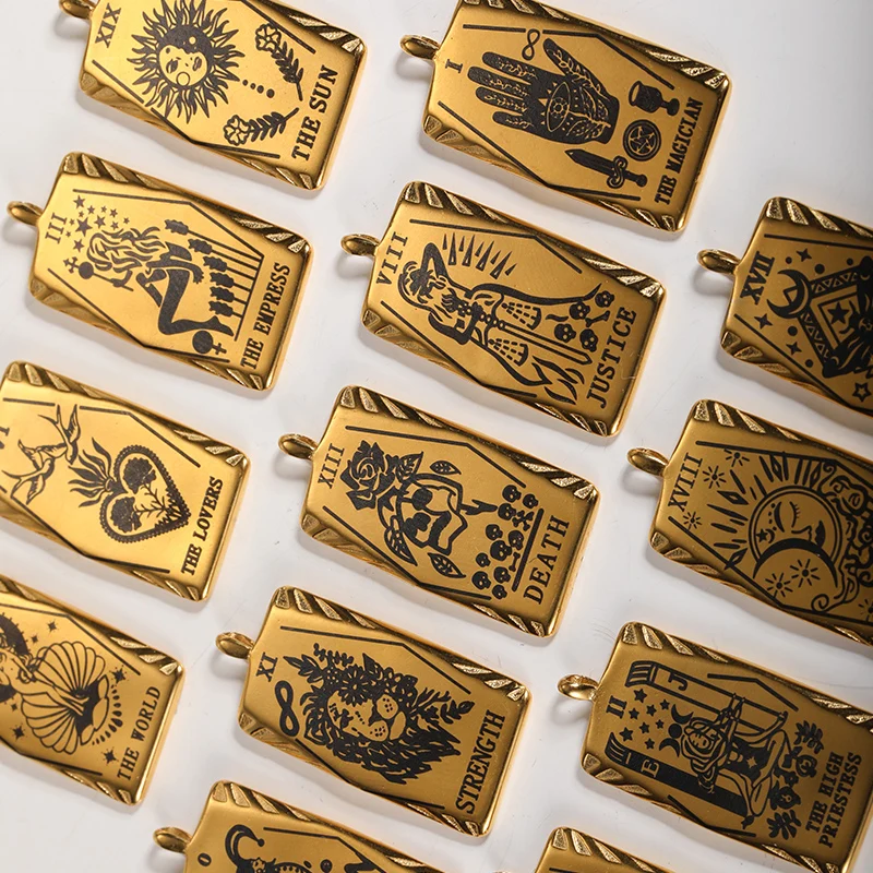 باطني التارو قلادة قلادة للنساء الذهب اللون الفولاذ المقاوم للصدأ قلادة مربعة مجوهرات شخصية التوصيل المجاني