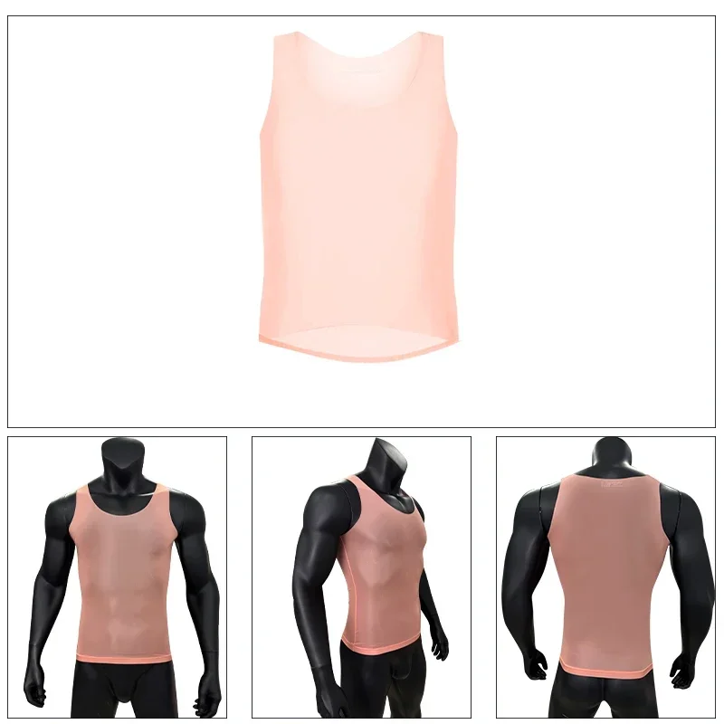 メンズ痩身アンダーシャツセクシーな透明ジムワークアウトタンクトップ固体通気性快適な高弾性ノースリーブベスト