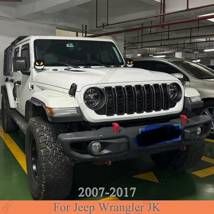 Nowy projekt przedniego zderzaka samochodowego Offroad Mesh Grille dla Jeep Wrangler JK 2007-2017 Upgrade Grill JL Style ABS Tuning Accesseries