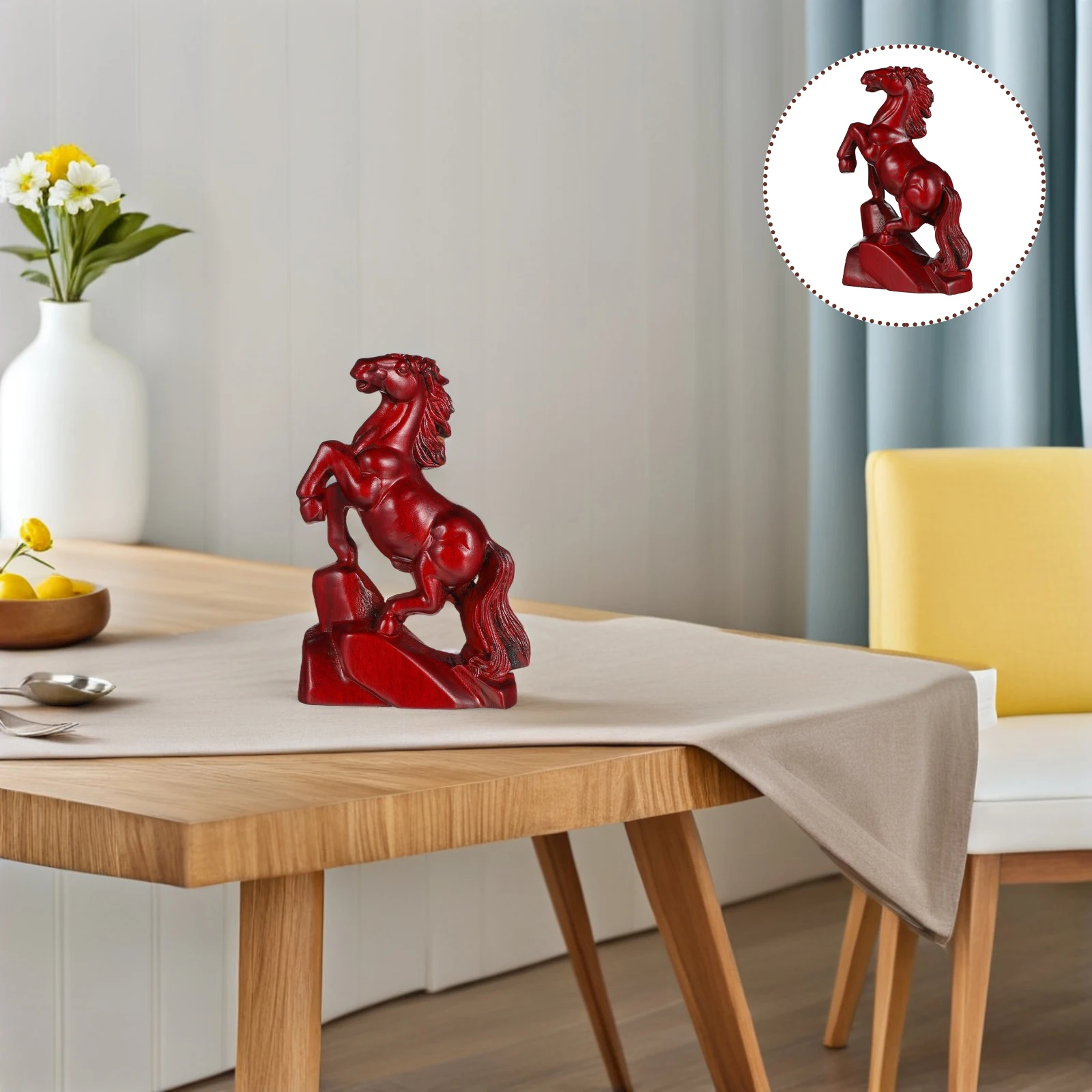 

14Cm Wooden Statue Hand-Carved Standing Horse Animal Sculpture Home Decor Bedroom Living Room Office Table Crafted Horse Figure