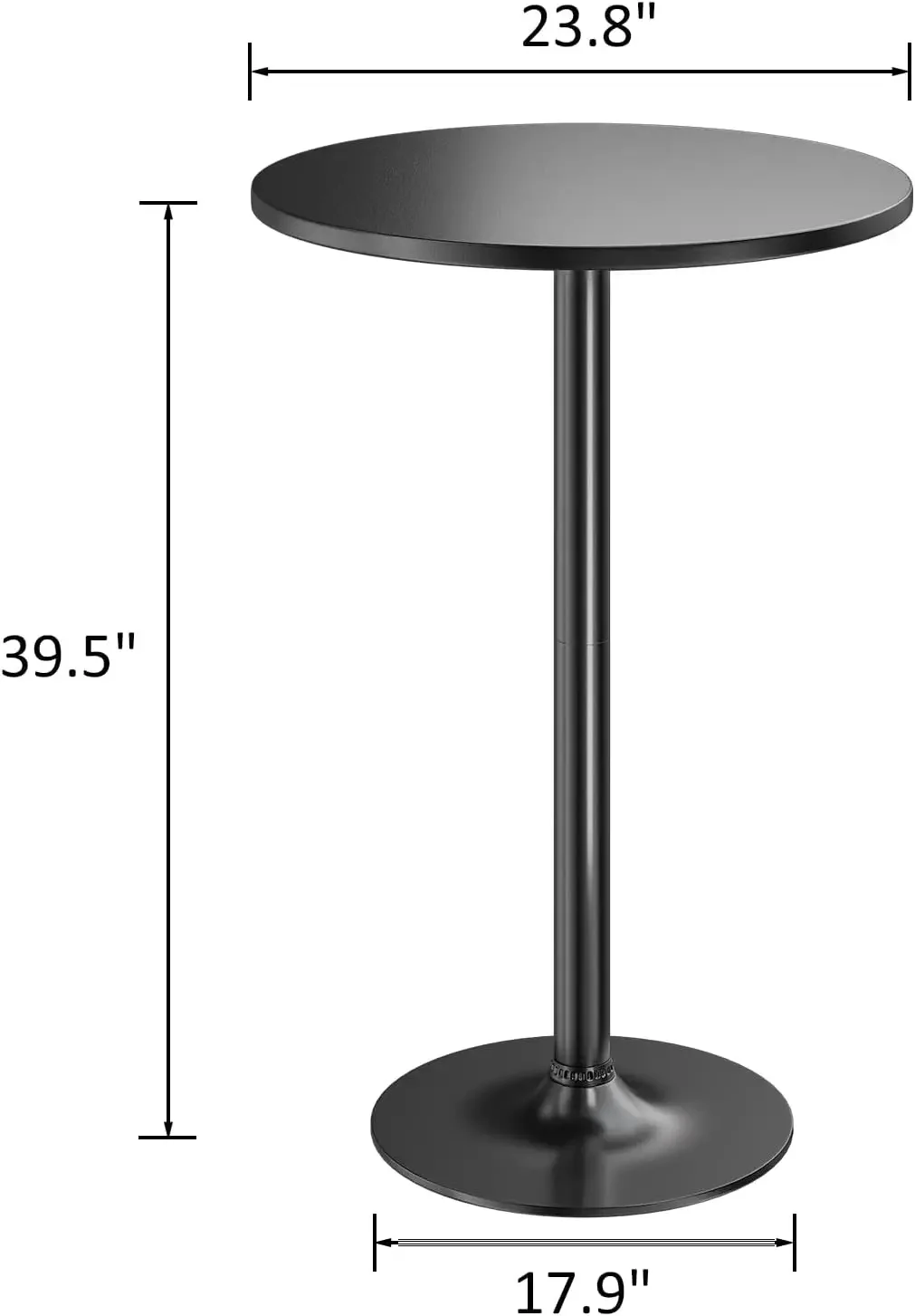 Bistro Pub Table 2 Pack Round Bar Height Cocktail Table Metal Base MDF Top Obsidian Table with Black Leg 23.8-Inch Top 39.5-Inch