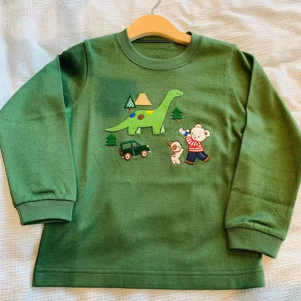 Autumn kids clothes baby cotton tops Cartoon patch embroidered boys' long sleeved shirt boys t-shirts