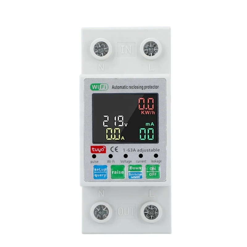 Double cut-off  Tuya  Smart WiFi Switch Home 63A 2P 220V Electricity Metering Over Load Protection Timer Relay