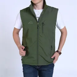 New Vests Man Thin Casual Wasitcoat for Men Vest with Many Pockets Summer for Men Zipper Regular Men's Waistcoat