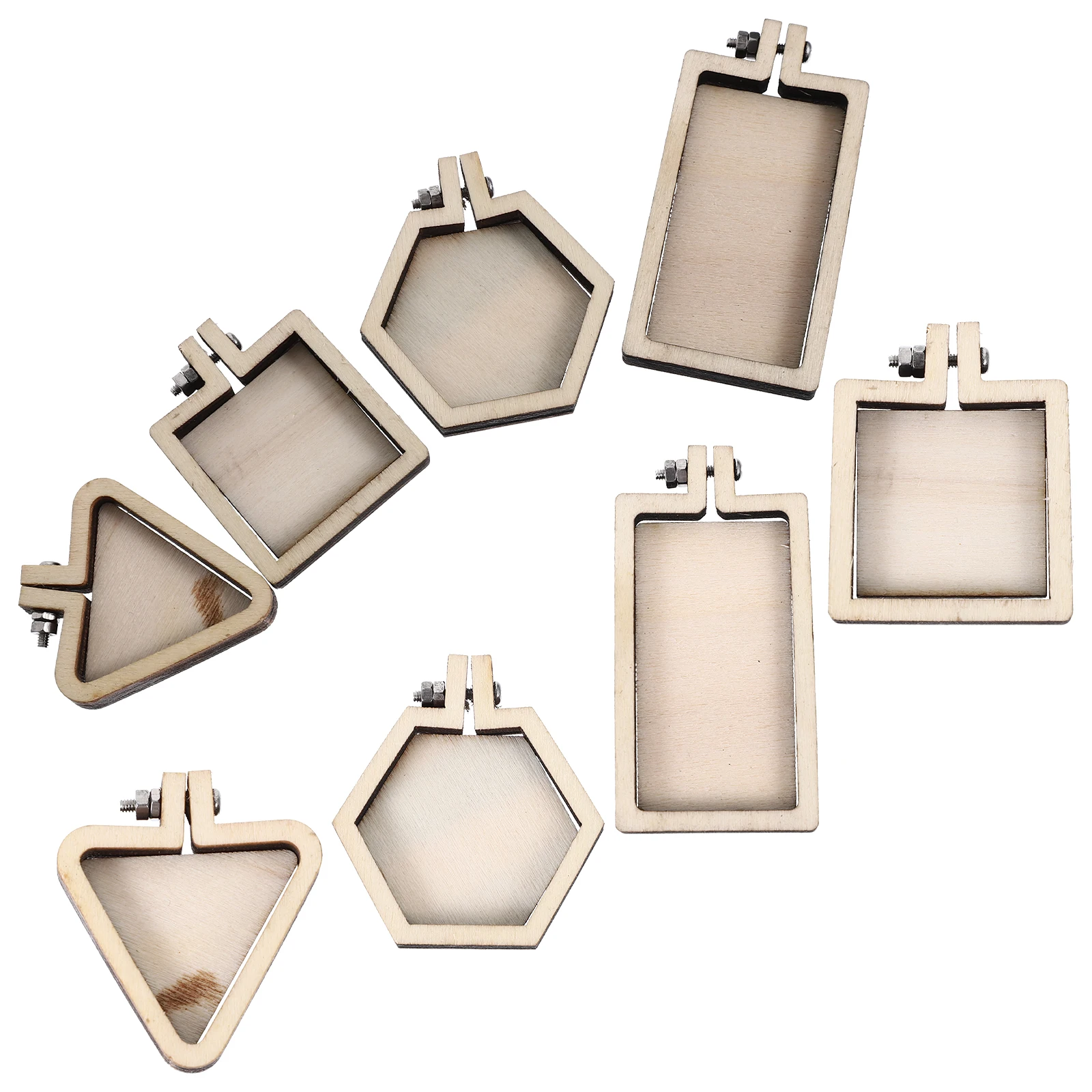 

8 Pcs Mini Embroidery Hoops 3 6x3cm Square 5 6x2 9cm Rectangle 3 9x3 3cm Triangle 4x3 9cm Hexagon DIY Pendants Craft Tools