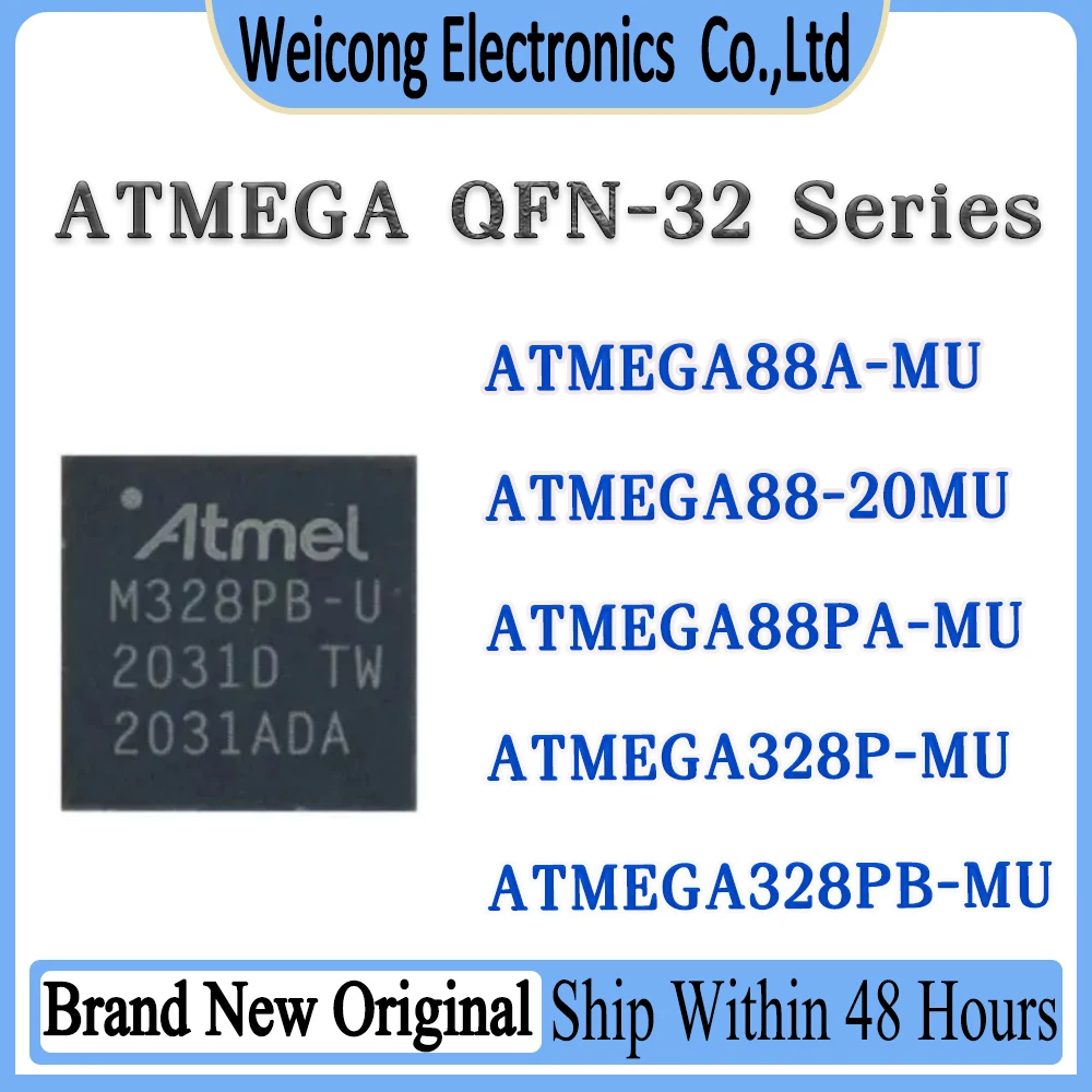 ATMEGA88A-MU ATMEGA88-20MU ATMEGA88PA-MU ATMEGA328P-MU ATMEGA328PB-MU ATMEGA88 ATMEGA328 ATMEGA IC MCU Chip QFN-32