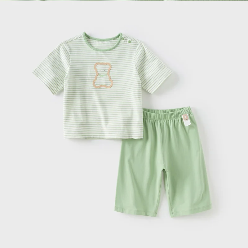 Dave Bella Two-Piece Pajamas Set for Boys Girls Summer Home Suits Short Sleeve Shorts Pijamas Children Clothes Suits DB2251723