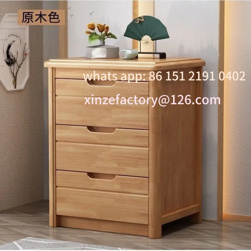 Customizable Solid Wood Bedside Table, Walnut Chinese Modern Simple Home Storage