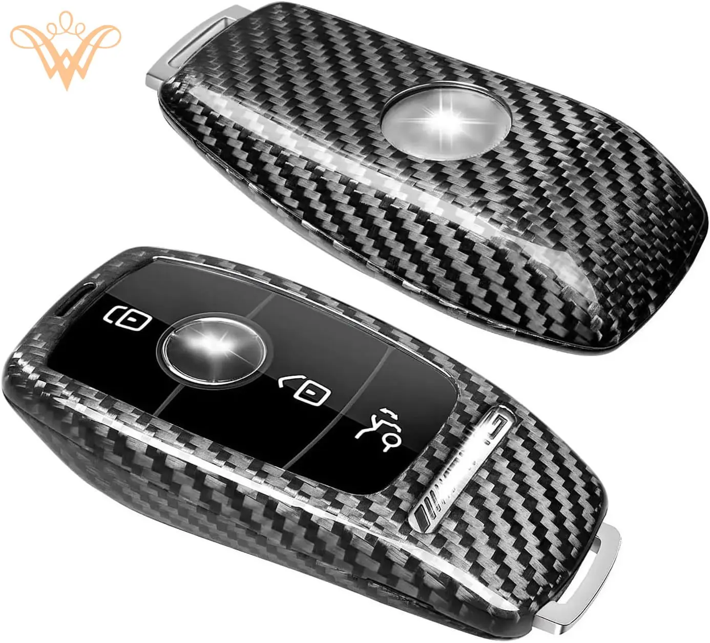 

Carbon Fiber Key Shell Case Cover Compatible For Mercedes Benz AMG A220 CLS E E63S GLE350 4Matic S Car Remote Key Fob Protector