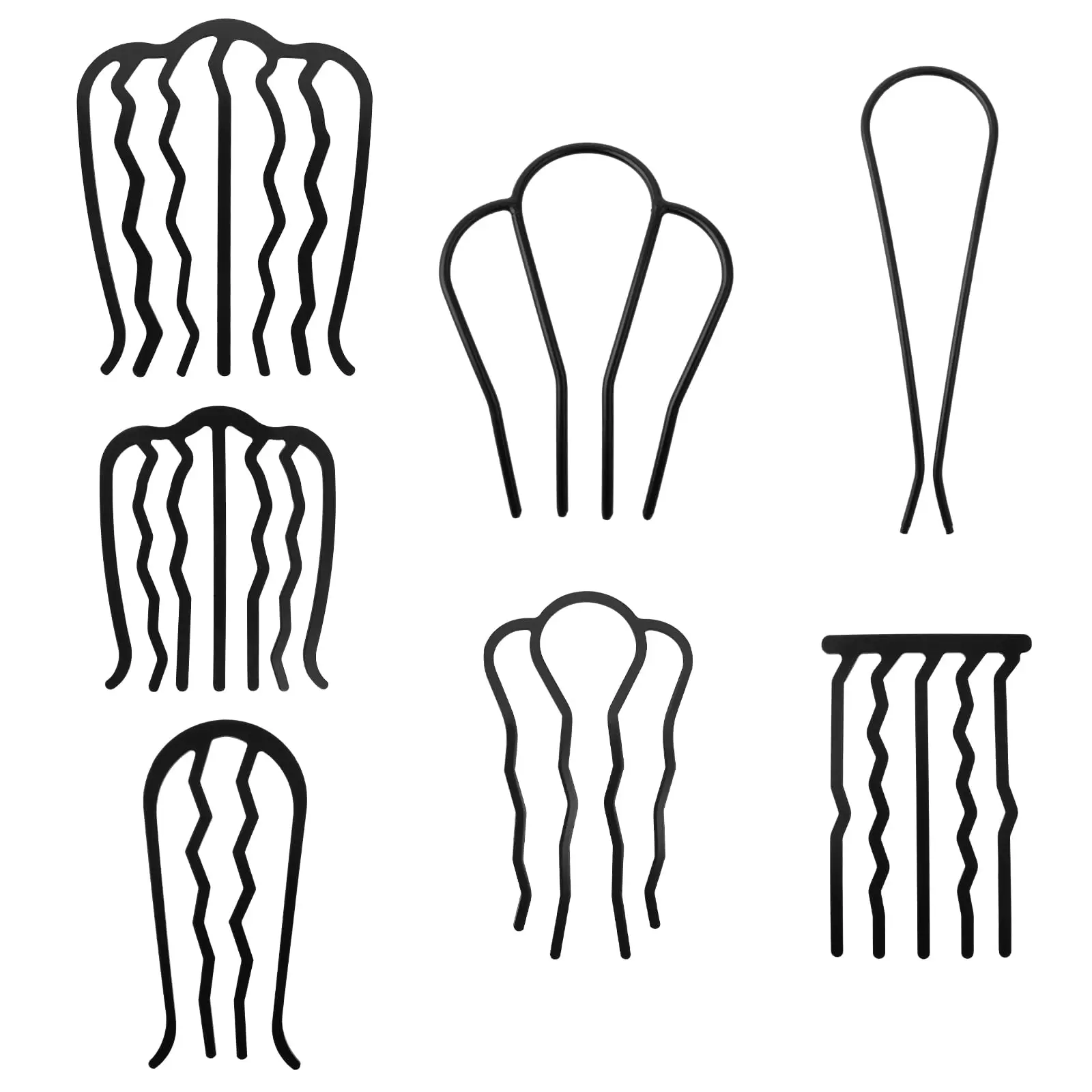 1/3pcs Black Metal U Shape Hairpin Comb Women Messy Bun Hair Pin Clips Braiding Twist Fork Curly Updo Sticks Hair Styling Tools