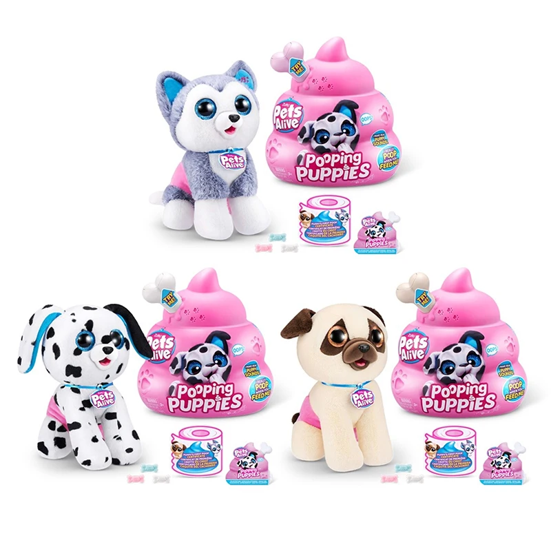 

ZURU Pets Alive Pooping Puppies Series Pug Dalmatian Husky Figure Surprise Puppy Plush Electronic Interactive Toy Pets Girl Gift