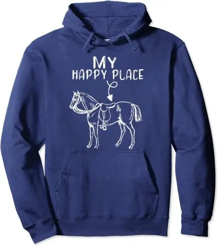 Polarshe My Happy Place Horse Lover Horseback Riding Unisex Hooded Sweatshirt