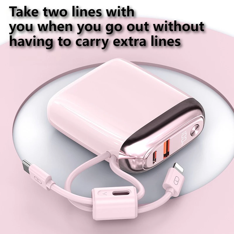 10000mAh 66W Super Fast Charging Built-in Line Power Bank Mini Small and Portable Mobile Power Source