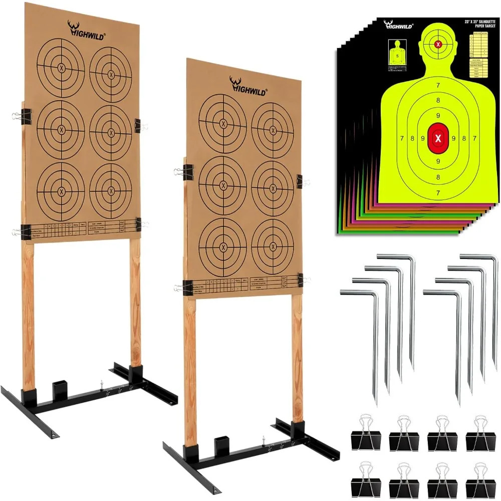 

Adjustable H Shape Target Stand Base for Paper Shooting Silhouette 1x2 Wooden Station Setup 2 Pack