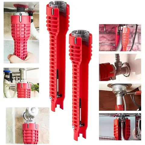 बहुक्रियाशील नॉन-स्लिप पाइप रिंच 5/8 इन 1 डबल हैंडल सिंक नल रिंच पाइप हटाने का उपकरण बाथरूम मरम्मत उपकरण 12 best sales ट्यूब उपकरण - №9