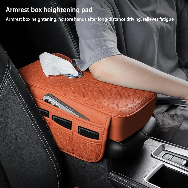 Car Armrest Box Heightening Pad Center Console Ergonomic Booster Pad Armrest Seat Box Protector With Side Pockets Center Console