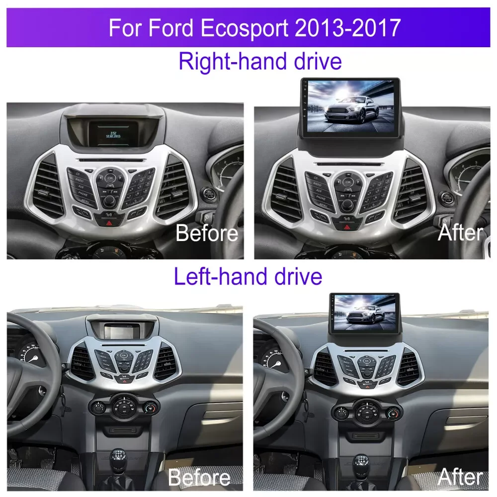 Android 16 Car For Ford Ecosport 2013-2017 Car Player Stereo Auto Radio Multimedia GPS Navigation High-performance CPU Screen BT