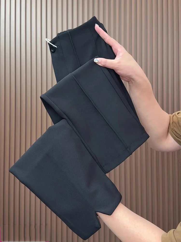 

Осенние новые повседневные девять укороченных брюк, свободные и укороченные модные и универсальные брюки Harun с эластичной резинкой на талии и высокой талией