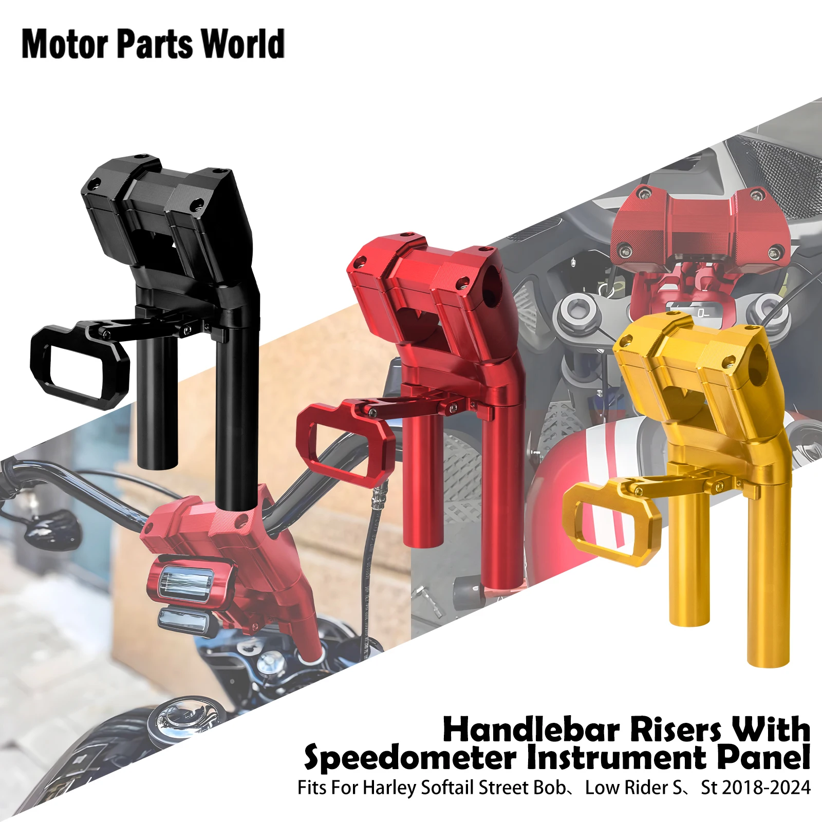 

Handlebar Riser with Speedometer Instrument Panel Motorcycle Adjustable Clamp Bracket for Harley Solftail Street Bob Touring