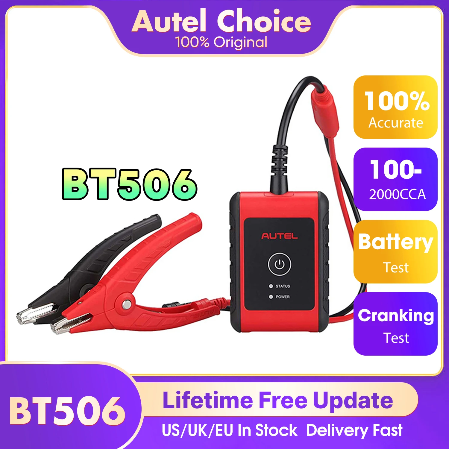 

Autel MaxiBAS BT506 Auto Battery and Electrical System Analysis Tester 6V 12V 100 - 2000 CCA Car Battery Testing Tool