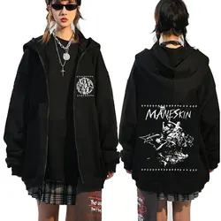 Rock Band Maneskin Rush! World Tour Zipper Hoodies Men's Fashion Hip Hop Oversized Zip Up Sweatshirts Vintage Hoodie Streetwear