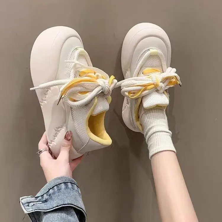 

2024 Spring New Korean-Style Small White Shoes for Women, Gradual Change Thick-Soled Sports Casual Shoes for Short Stature Girls