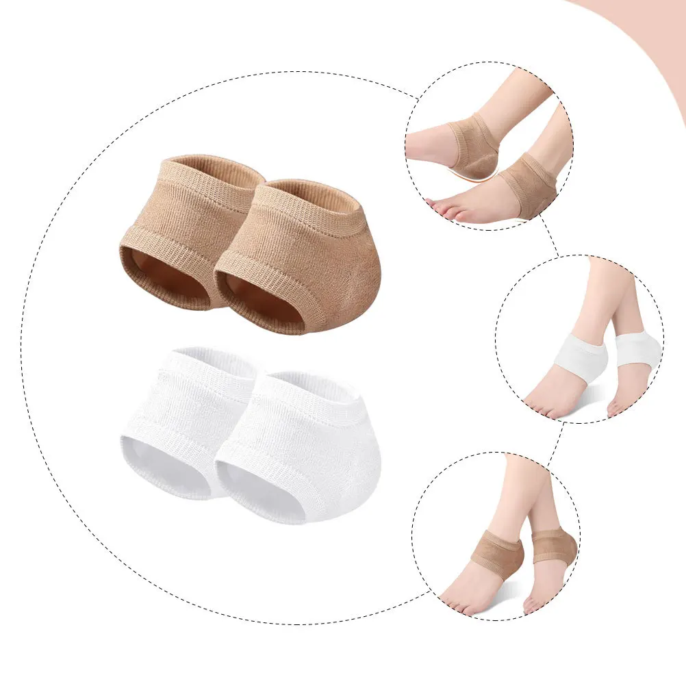

2Pairs Heel Socks Breathable Gel Covers Comfortable Elastic Moisturizing Toeless Socks for Cracked Heel Repair