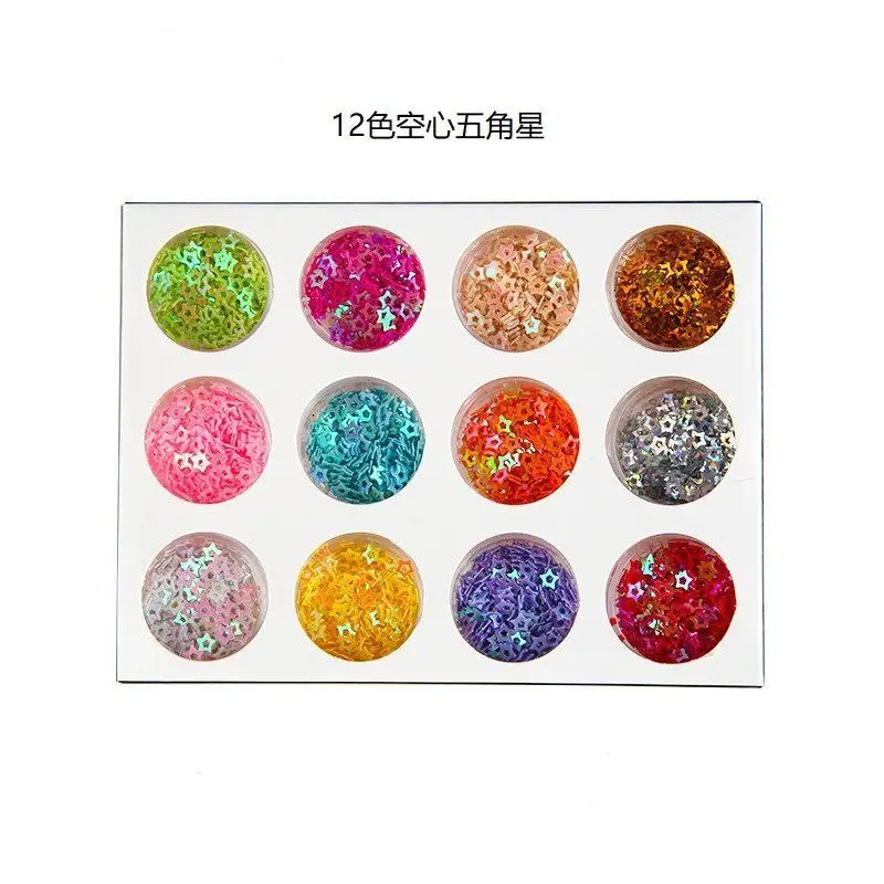 Nail 15 Color Glitter Laser Powder Diamond Shaped Circular Sparkly Fine Glitter for Crafting Glitter Powder Arts Crafts Rainbow