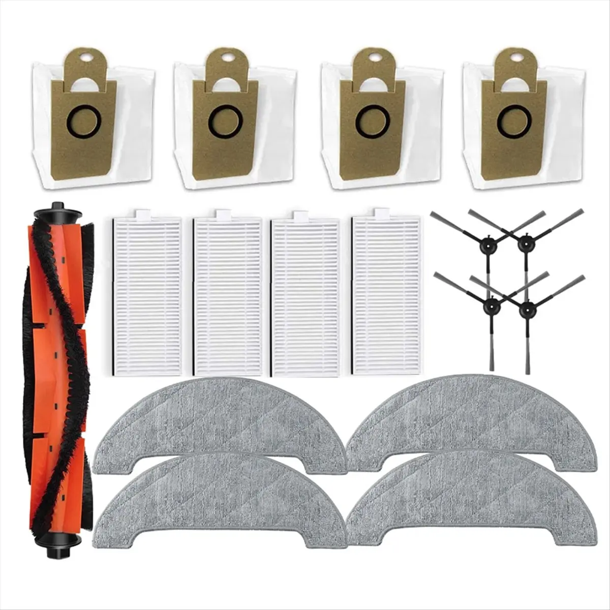 

Запасные части и аксессуары для A51U, IMOU RV1 Pro, RV1 Pro Max: основная и боковые щетки, HEPA-фильтр, салфетка для мытья, мешок для сбора пыли