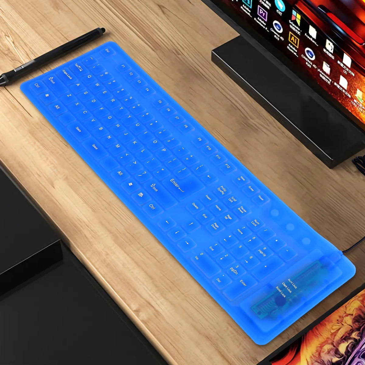 

Roll Up USB Keyboard Foldable Silicone Waterproof 109 Keys Silent Wired Flat Portable Flexible Computer Keyboard