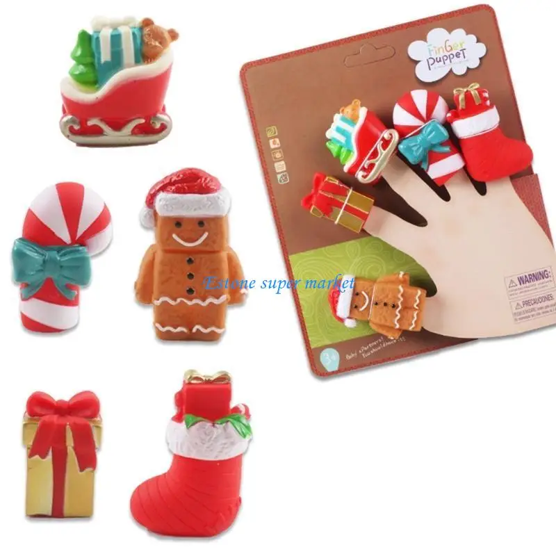 090B Christmas Finger Puppets Children Party Figures Finger Hood Party for Kids