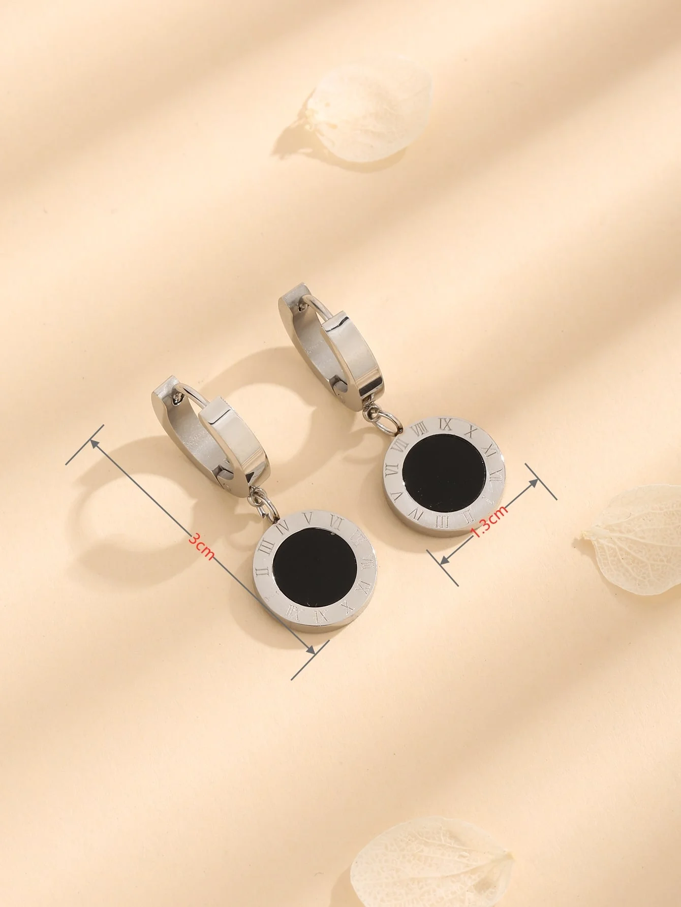 Roman digital titanium steel, women\'s small earrings temperament simple personality earrings